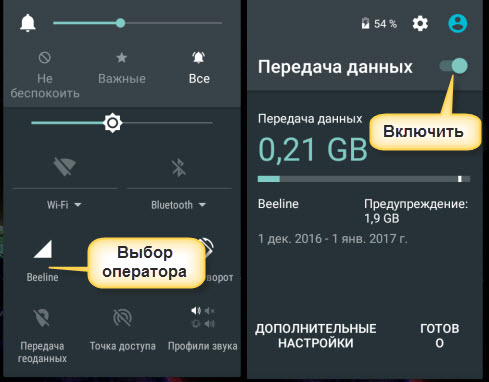 быстрое включение интернета